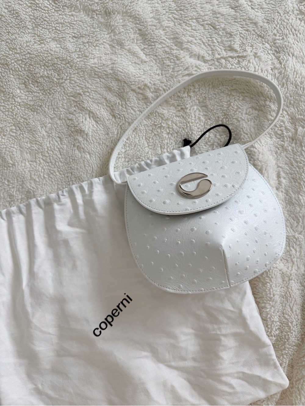 NEW Coperni White Mini UFO Embossed Saddle Shoulder Bag